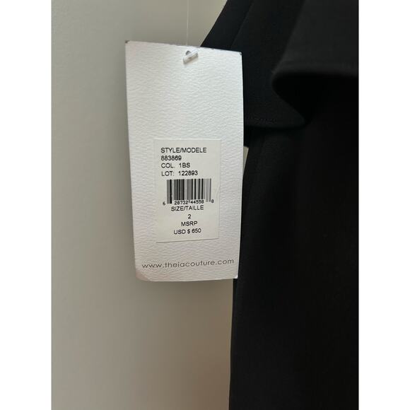 NEW Theia Cocktail Embroidered Mid Length Black Dress size 2 - Picture 7 of 9